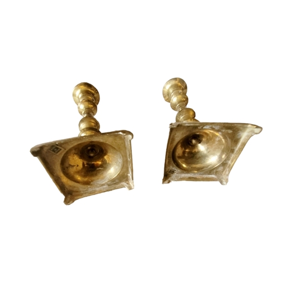 Set of 2 Vintage Brass 7.5" Candle Sticks Made in India - Picture 5 of 5